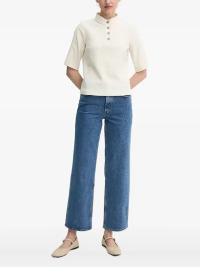 Ba&sh Mock-neck Button-placket Blouse In Neutral