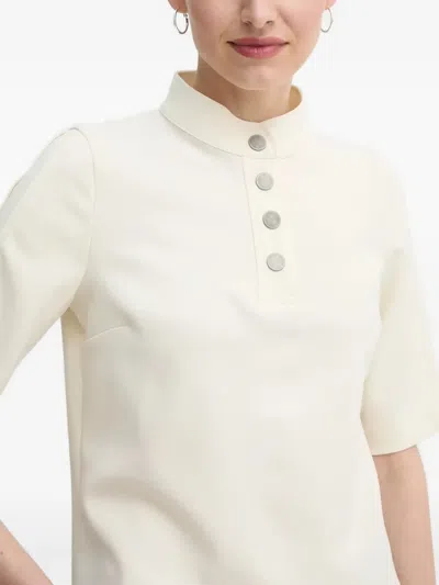 Ba&sh Mock-neck Button-placket Blouse In Neutral