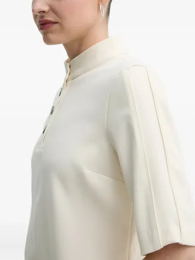 Ba&sh Mock-neck Button-placket Blouse In Neutral