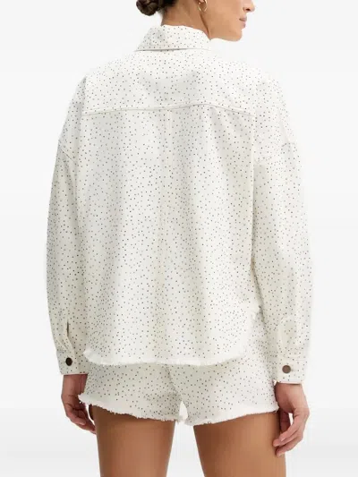 Guess Usa Frayed Denim Jacket In White