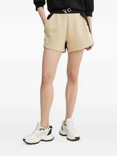 Hugo Boss Two-tone Drawstring Mini Shorts In Neutral