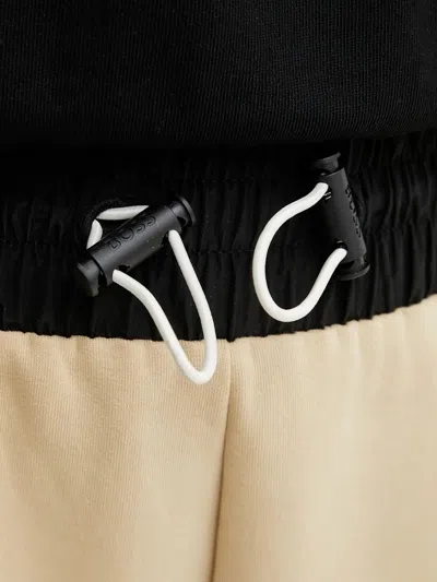 Hugo Boss Two-tone Drawstring Mini Shorts In Neutral