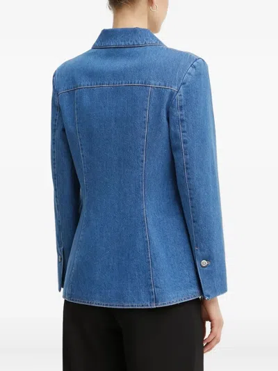 Hugo Boss Denim Flap-pocket Blazer In Blue