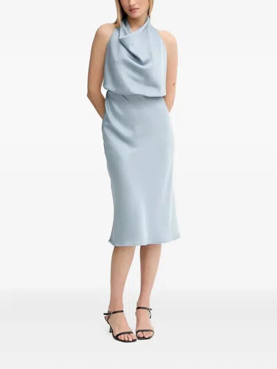 垂坠领挂脖中长连衣裙