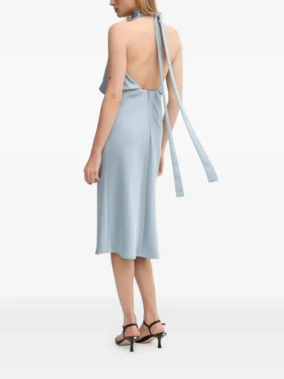 垂坠领挂脖中长连衣裙