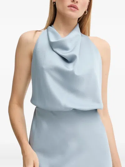 垂坠领挂脖中长连衣裙