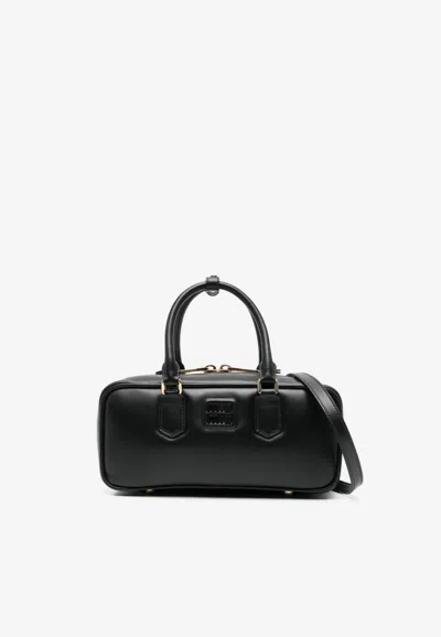 Miu Miu Large Arcadie Leather Top Handle Bag In Black
