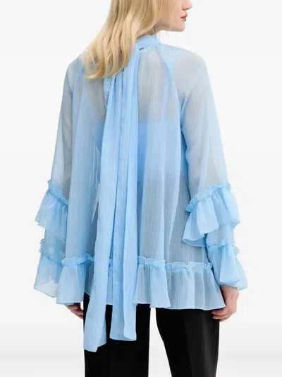 Never Fully Dressed High-neck Ruffled Top In Blue