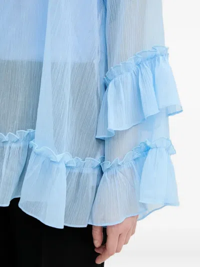 Never Fully Dressed High-neck Ruffled Top In Blue