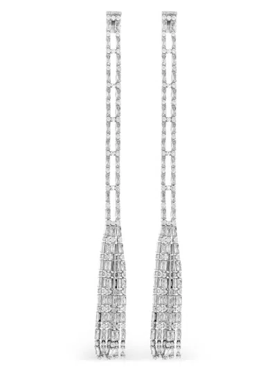 Dsquared2 Crystal Drop Earrings Geometric Detailing In Metallic