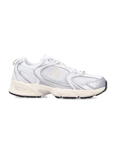 New Balance Mesh Rubber Sole Sneakers With Silver Accents In White