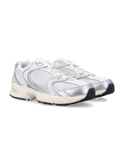 New Balance Mesh Rubber Sole Sneakers With Silver Accents In White
