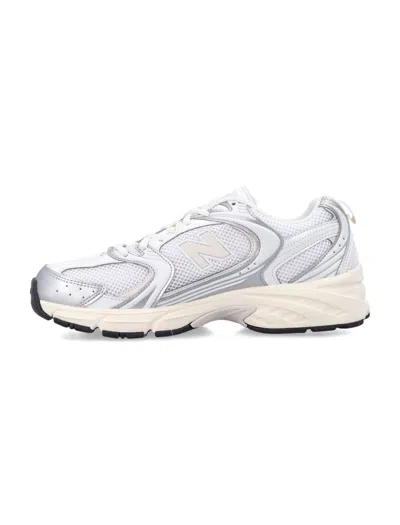 New Balance Mesh Rubber Sole Sneakers With Silver Accents In White