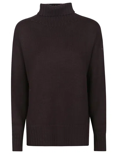 Drumohr Long Sleeves Turtle Neck Oversized Sweater In Brown