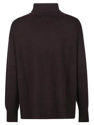 Drumohr Long Sleeves Turtle Neck Oversized Sweater In Brown