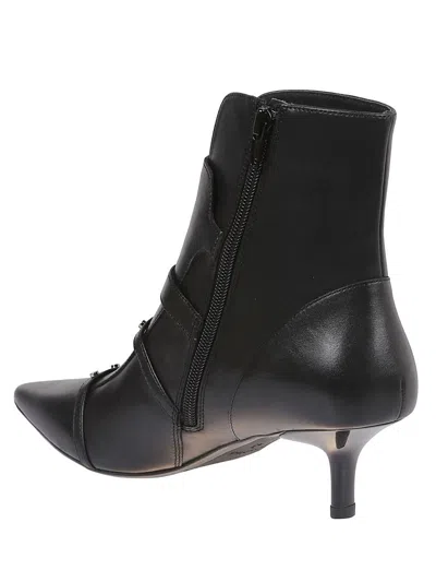 Pinko Buckle-detail Pointed-toe Boots In Black