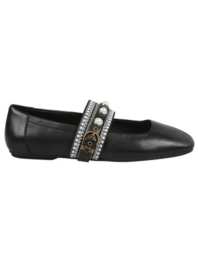 Pinko Leather Ballerinas In Black