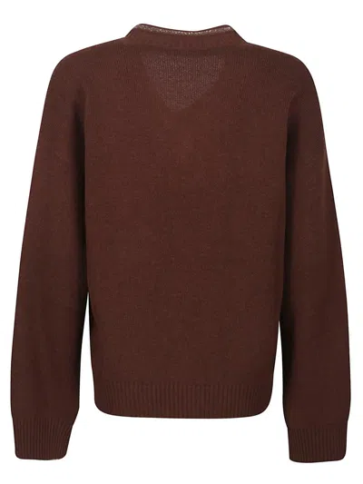 Fabiana Filippi Wool Silk Cashmere Blend V Neck Sweater In Brown