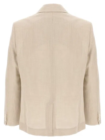 Jacquemus Titolo Linen And Wool Single-breasted Blazer In Beige