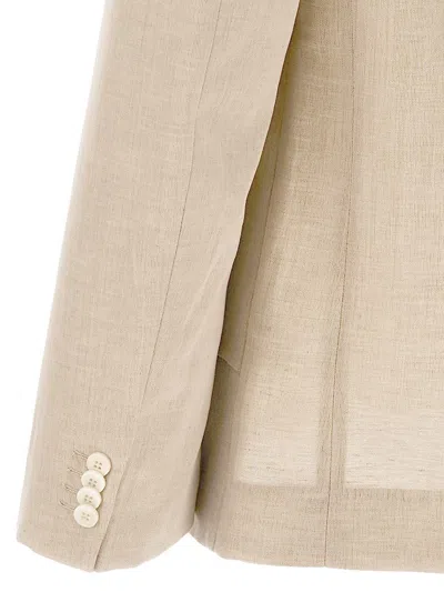 Jacquemus Titolo Linen And Wool Single-breasted Blazer In Beige