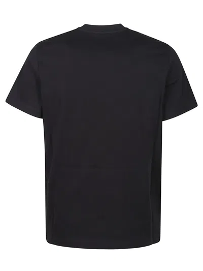Moncler Blue T-shirt With Embroidered Tricolor Logo In Black