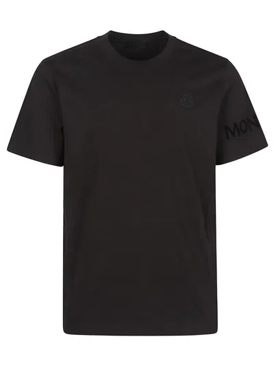 Moncler Soft Cotton Short Sleeve Crew Neck T-shirt In Black