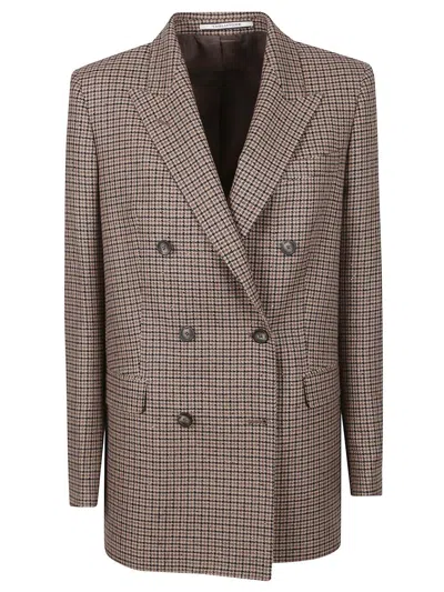 Tagliatore Houndstooth Pattern Jacket In Brown