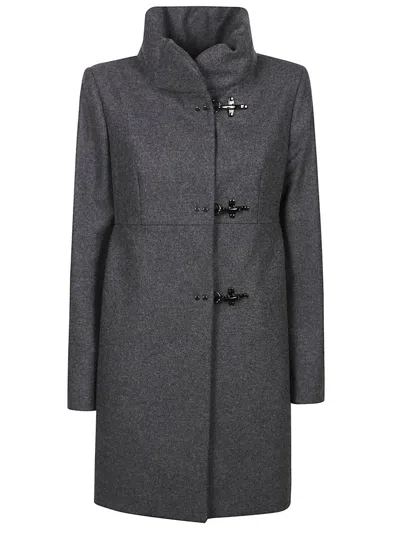 Fay Romantic Coat In Melange Wool Cloth In Gray