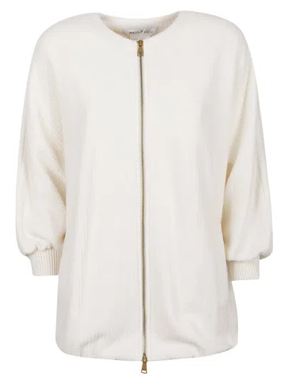 Max Mara Wool And Cashmere Knitted Jacket Jackets White In White