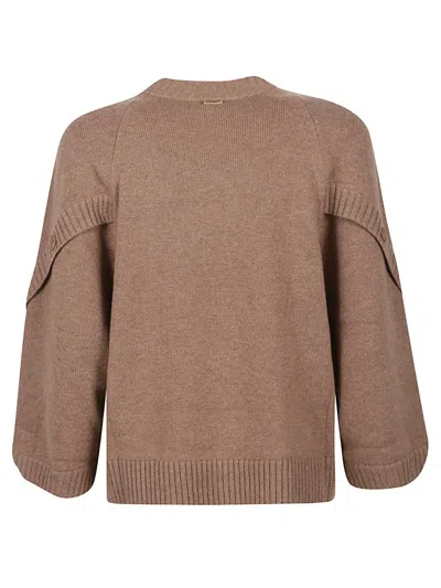 Max Mara Knitwear With Button Detail And Raglan Sleeves In Brown