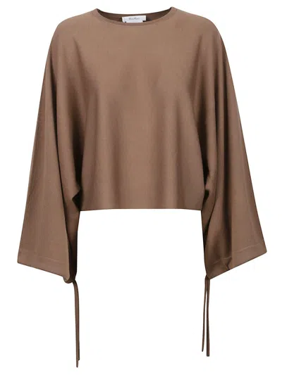 Max Mara Sweater In Thin Wool Yarn In Brown