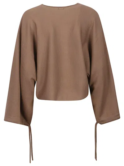 Max Mara Sweater In Thin Wool Yarn In Brown