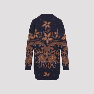 Etro Wool Cardigan In Blue