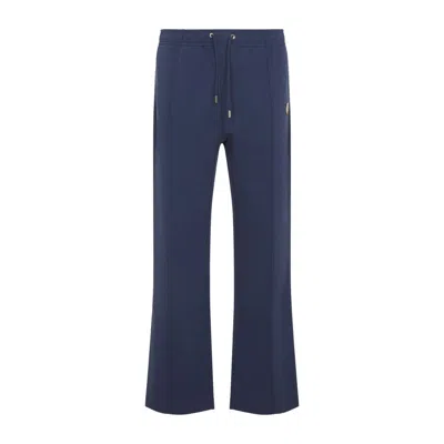 Casablanca Relaxed Fit Cotton Trousers With Drawstring Waistband In Blue