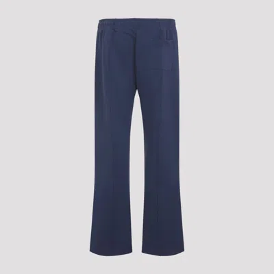 Casablanca Relaxed Fit Cotton Trousers With Drawstring Waistband In Blue