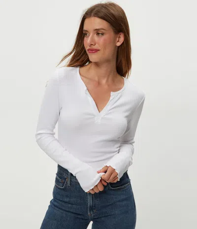 Michael Stars Salem Mixed Placket Henley Tee In White