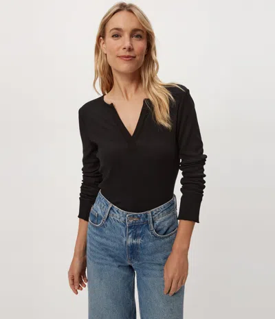 Michael Stars Salem Henley Tee In Black