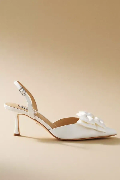Badgley Mischka Giovanna Bow Slingback Pumps In White