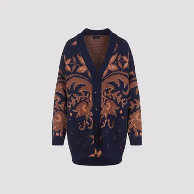 Etro Wool Cardigan In Blue