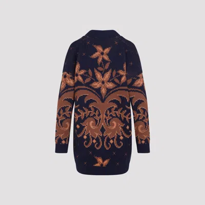 Etro Wool Cardigan In Blue
