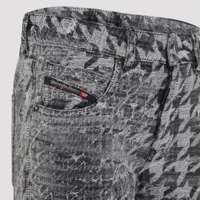 Diesel Houndstooth Pattern Jeans With Flared Leg Design In Gray