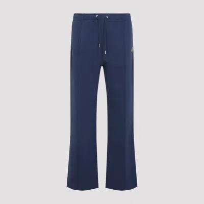 Casablanca Relaxed Fit Cotton Trousers With Drawstring Waistband In Blue