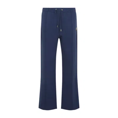 Casablanca Relaxed Fit Cotton Trousers With Drawstring Waistband In Blue