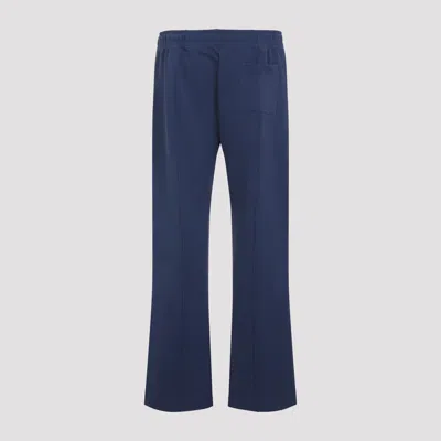 Casablanca Relaxed Fit Cotton Trousers With Drawstring Waistband In Blue