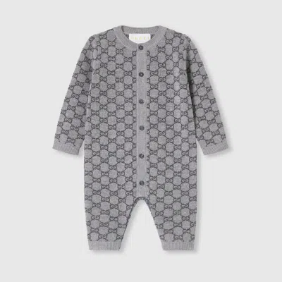 Gucci Grey Babygrow For Babykids With Gg In Gray