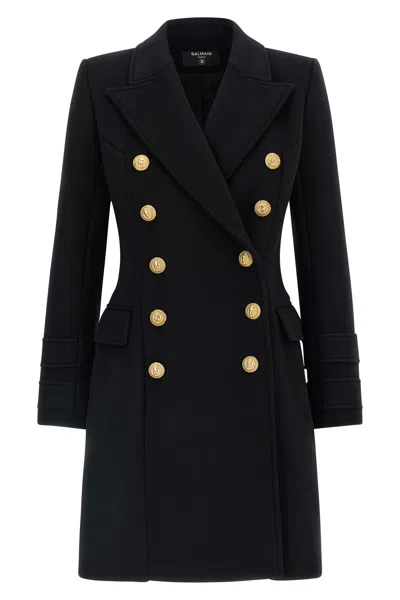 Balmain 10 Buttons Coat In Virgin Wool And Cashmere Women In Black