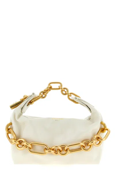 Balmain Sync Chain Mini Top-handle Bag In Calfskin Leather In White