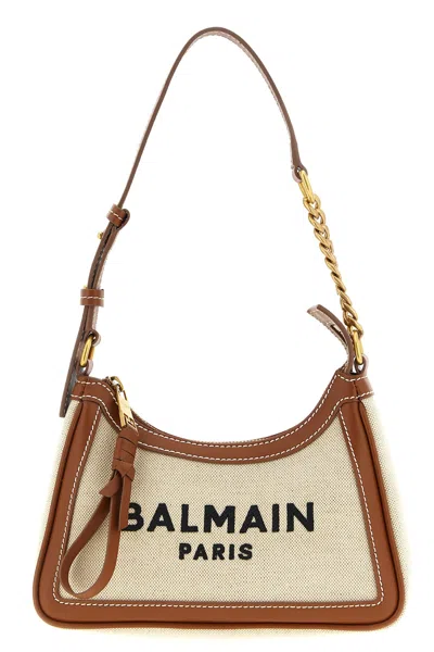 Balmain Shoulder Bag With Adjustable Strap And Chain Detail In Brown