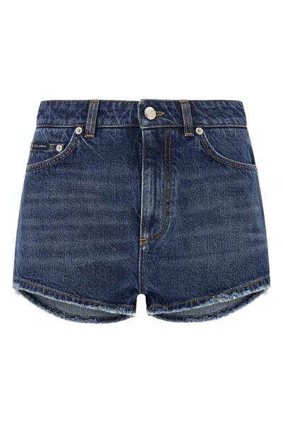 Dolce & Gabbana Logo Plate Shorts Bermuda And Short Blue In Blue