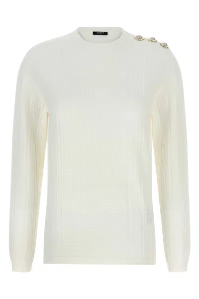 Balmain Women's Viscose Polyester Sweaters In White